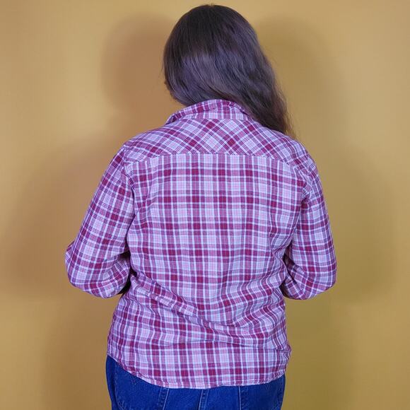 Schmidt Red Plaid Button Up Cotton Shirt, XL - Picture 3 of 5